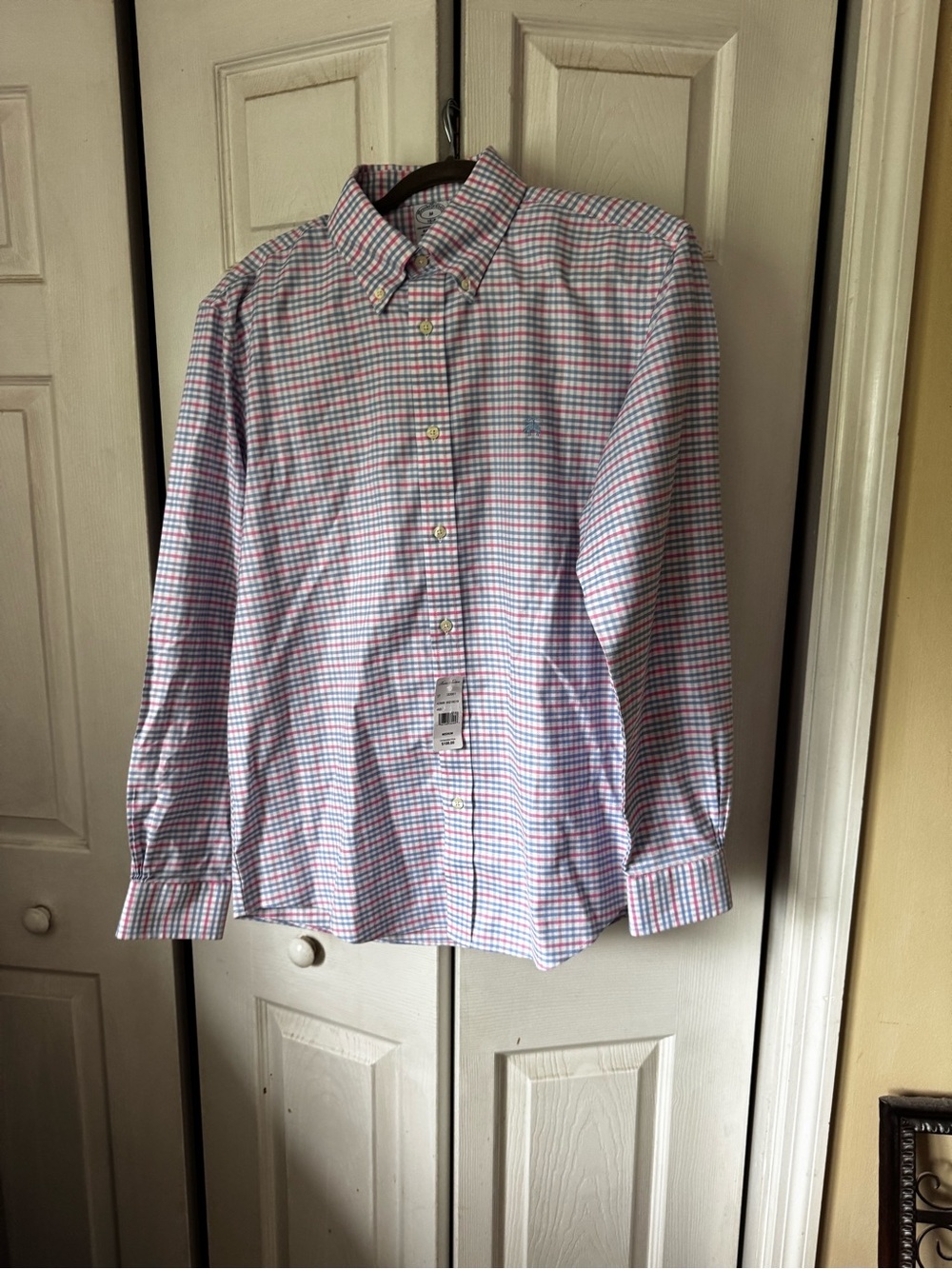Brooks Brothers Pink and Blue Plaid Cotton Button-Down Shirt - Picture 3 of 4